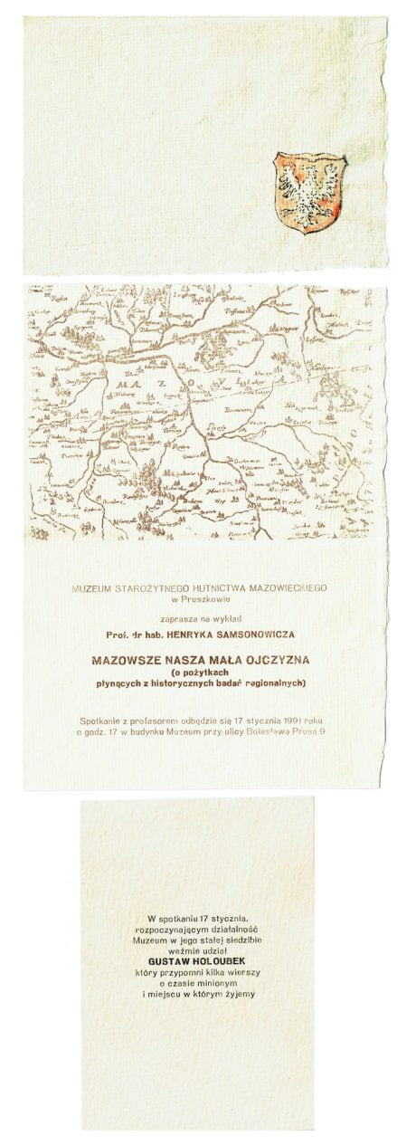 Invitation to a lecture by Prof. Henryk Samsonowicz Mazovia– our homeland senso stricto. On the benefits of historical regional studies, 17.01.1991.