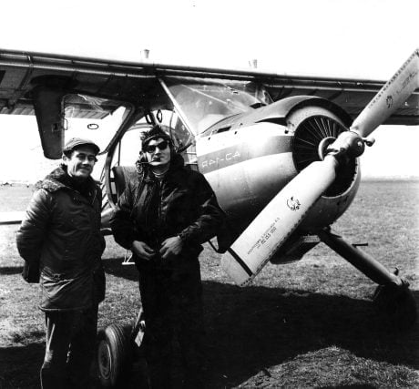 Stefan Woyda was no stranger to modern surface surveying techniques, such as aerial archaeology. Besides him, the pilot Wiesław Sieczkowski, 1975.
